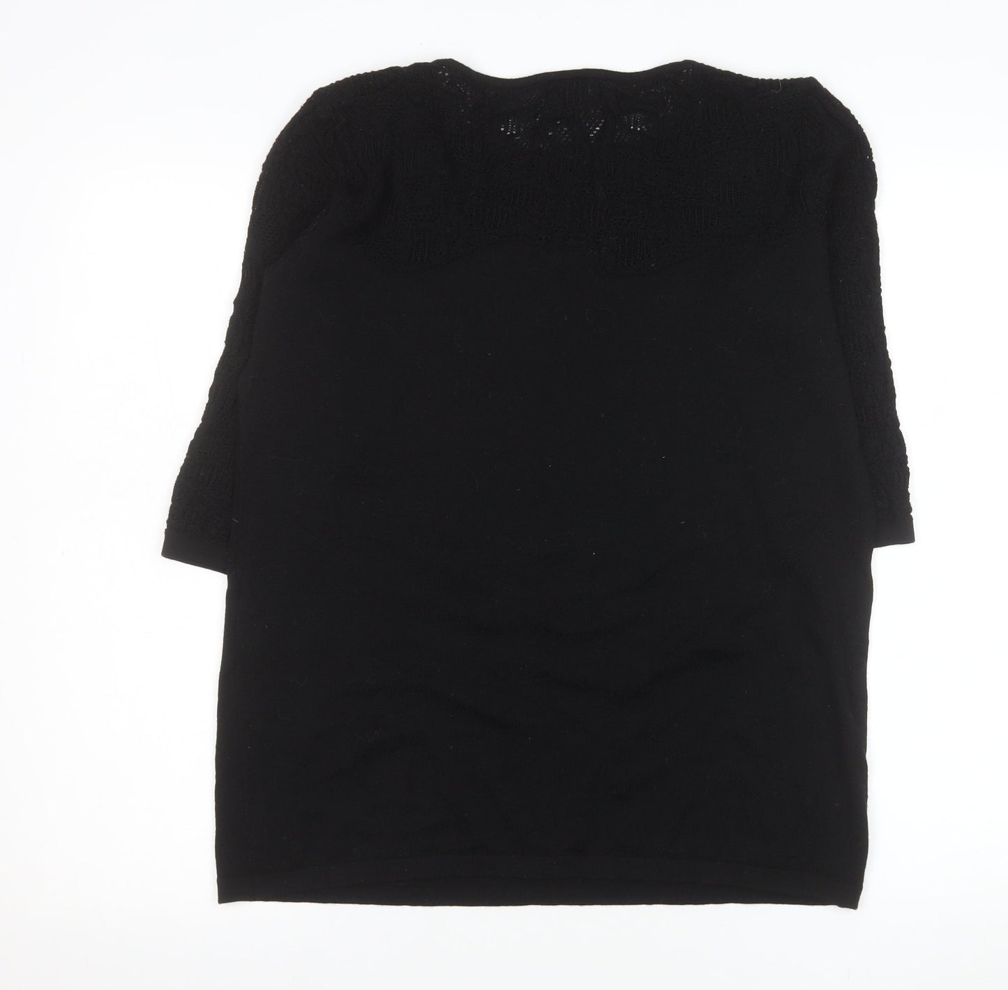 Madeleine Women's Black 3/4 Sleeve Wool Knit Blouse Size M