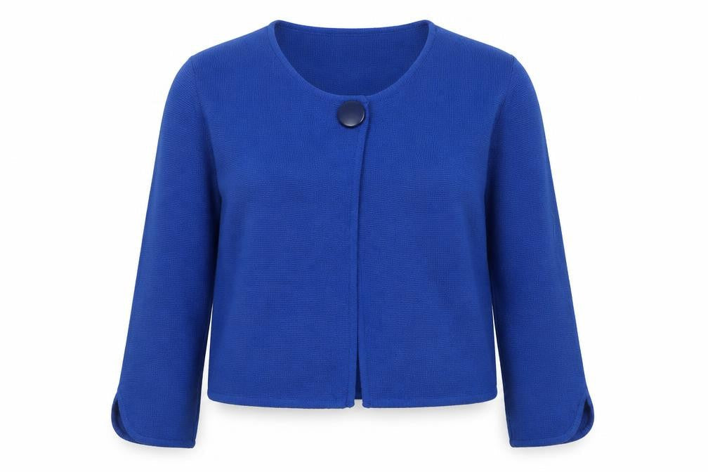 Monsoon Women Blue Size 16 Wool Blend Round Neck Cardigan