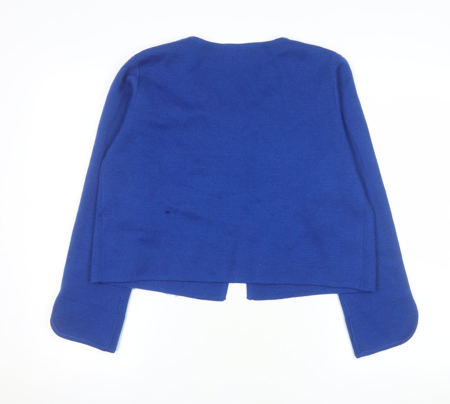 Monsoon Women Blue Size 16 Wool Blend Round Neck Cardigan