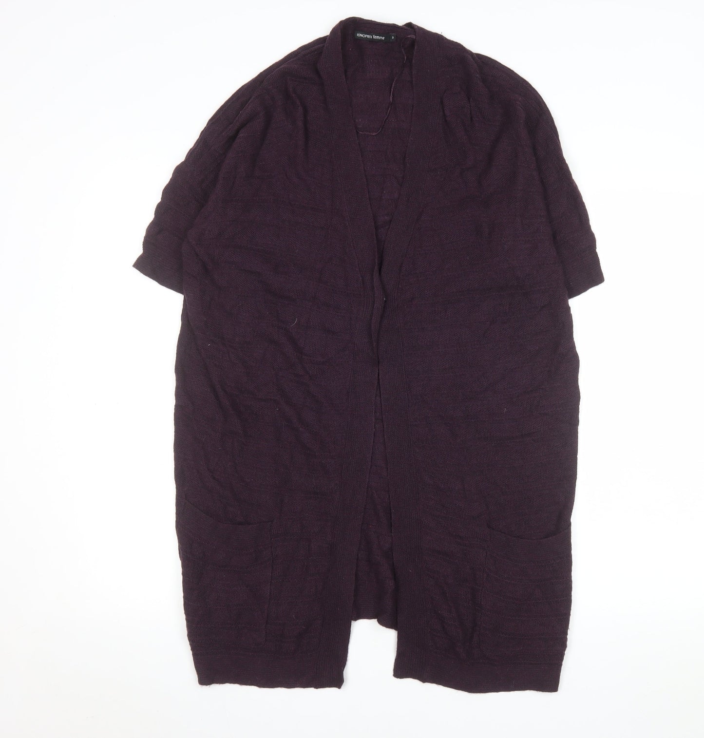 Monoprix Femme Women's Purple Knit Open Cardigan Size 14