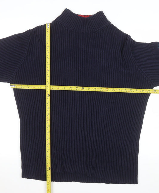 Nautica Men's Blue Cotton Mock Neck Chunky Knit Pullover Jumper Size M