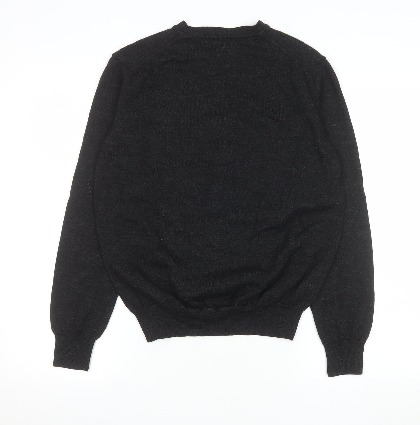 Moss 1851 Men's Black Merino Wool Blend Crew Neck Jumper M