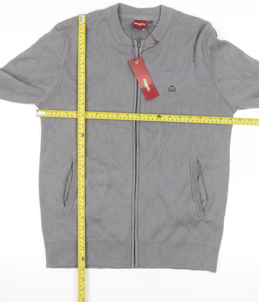 Merc London Men's Grey Small Cotton Zip Jacket - Casual Lightweight Style