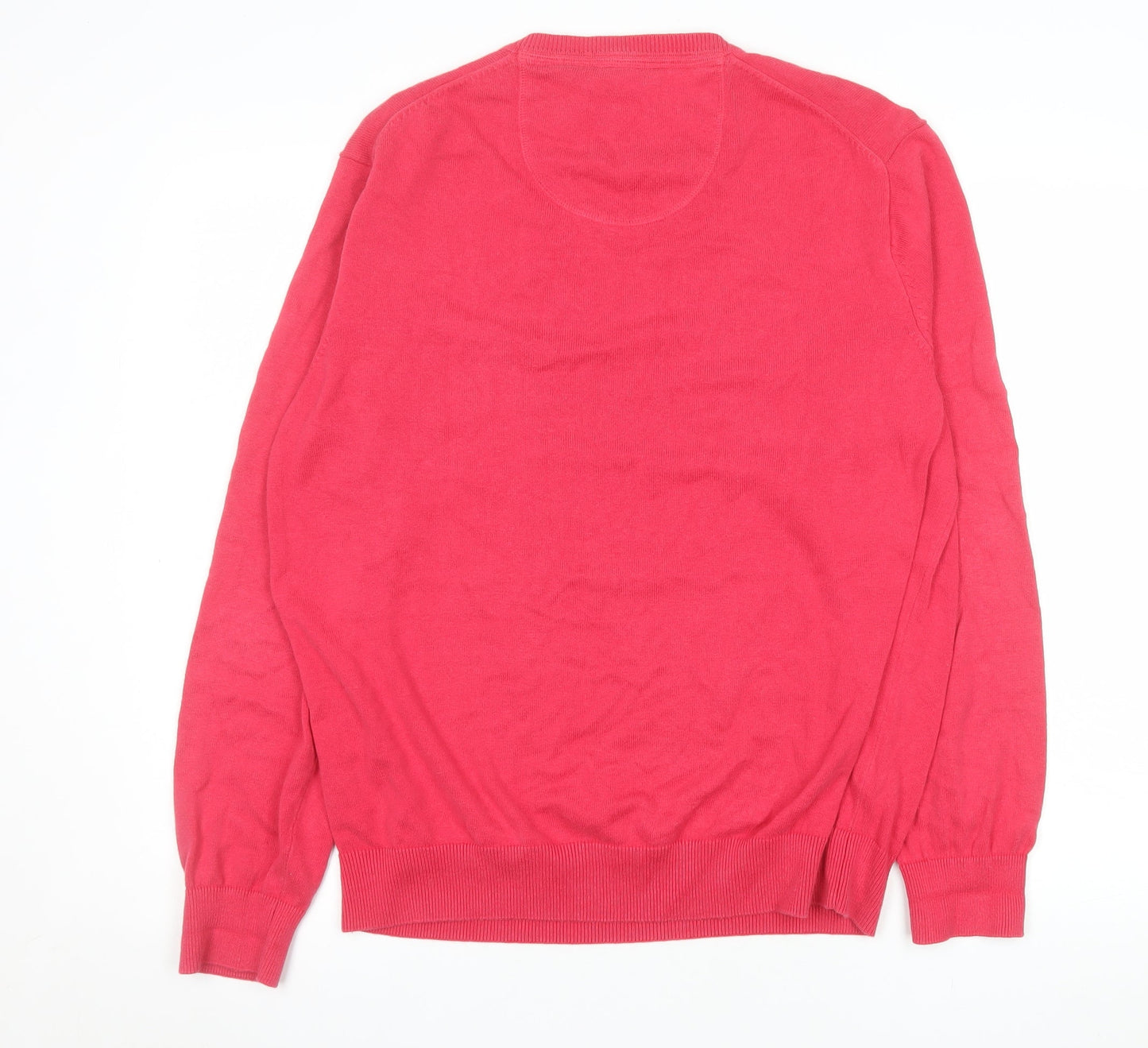 Ben Green Men's Red Cotton V-Neck Jumper Size M