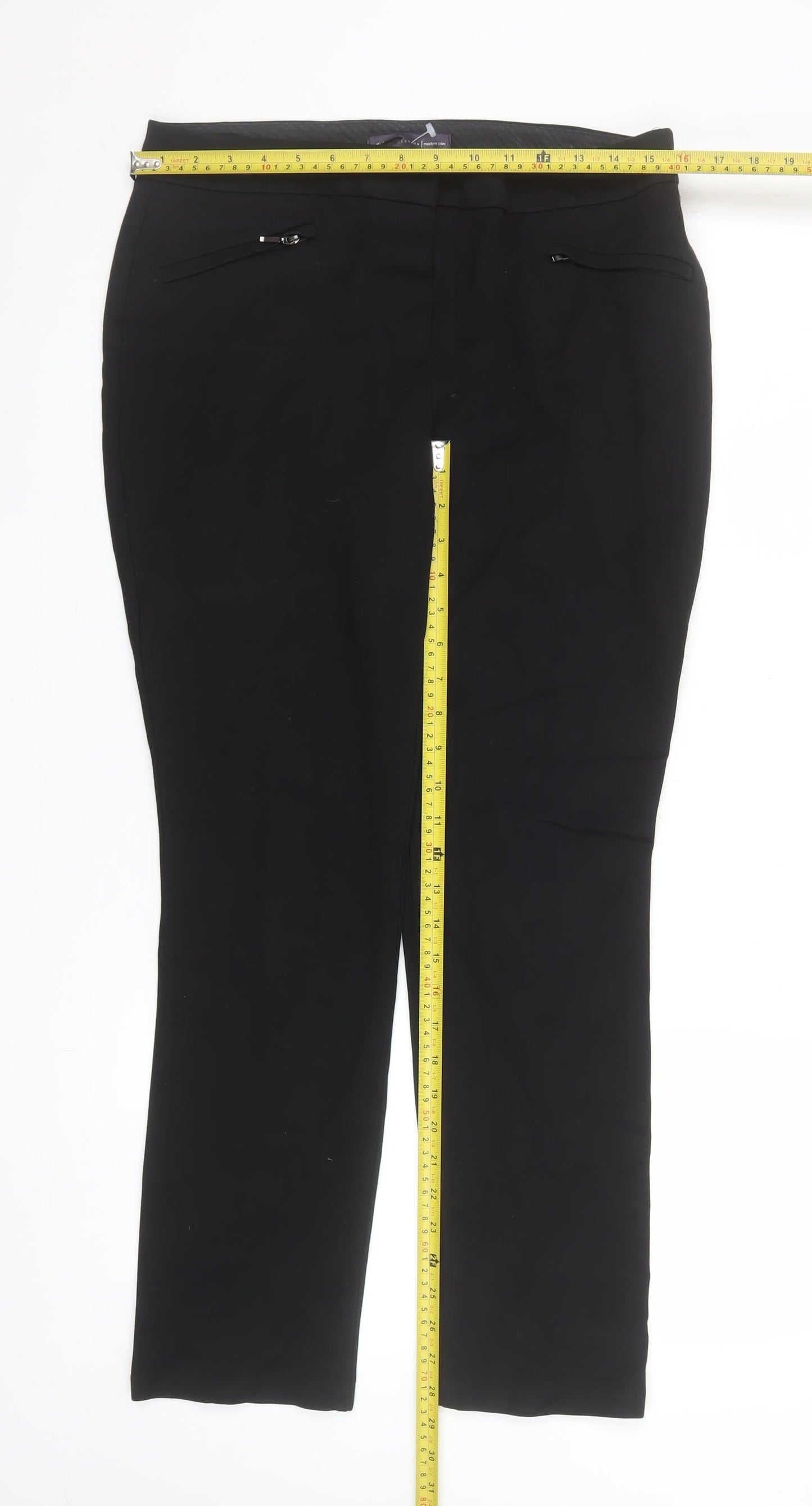 Marks and Spencer Women Black Size 12 Slim Stretch Trousers
