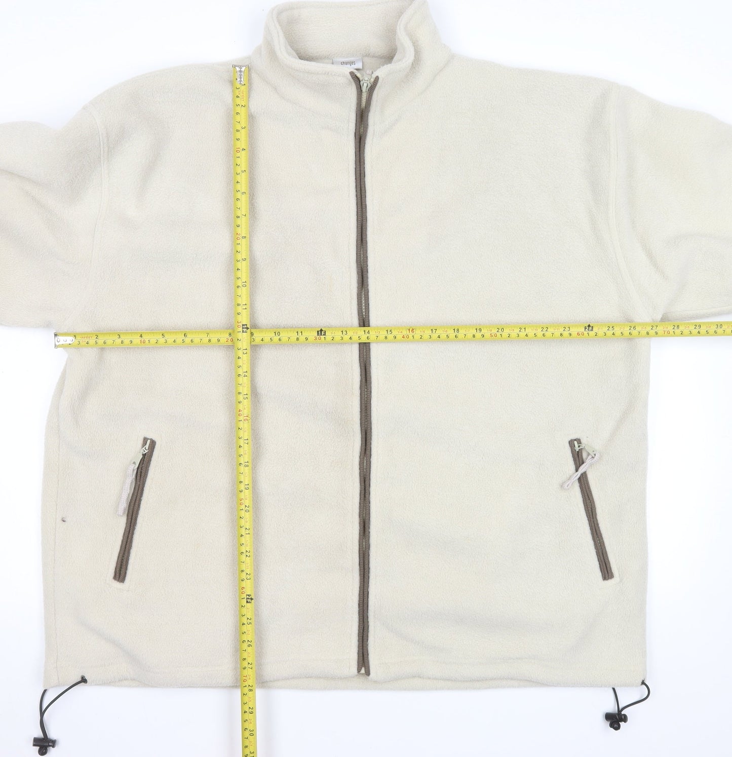 Changes Men's Beige Fleece Full Zip Jacket XL Warm Casual Outerwear