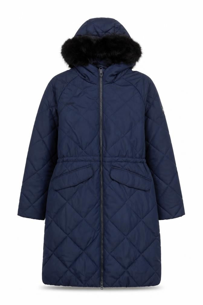 Regatta Womens Blue Quilted Long Puffer Coat UK 8 Hooded Winter Jacket