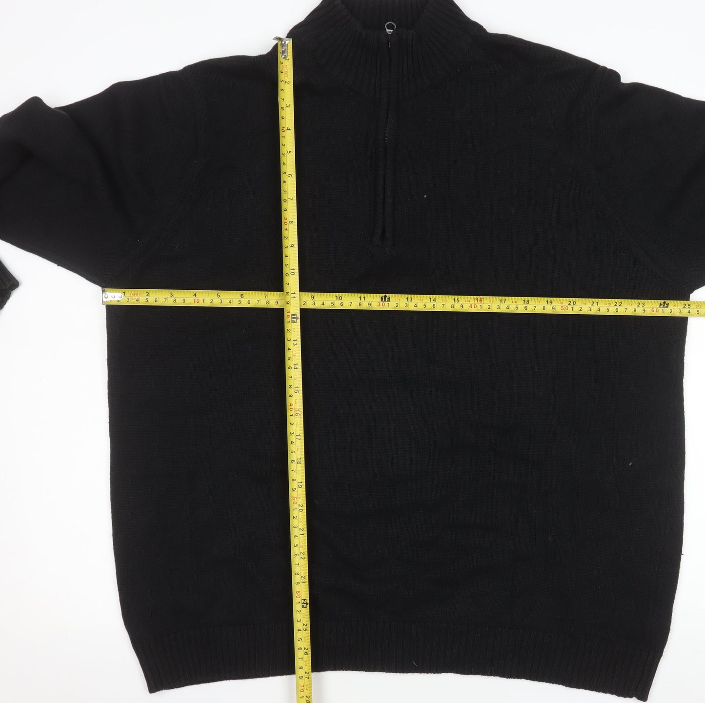 Cotton Traders Men’s Black 2XL Half Zip Knit Cotton Sweatshirt