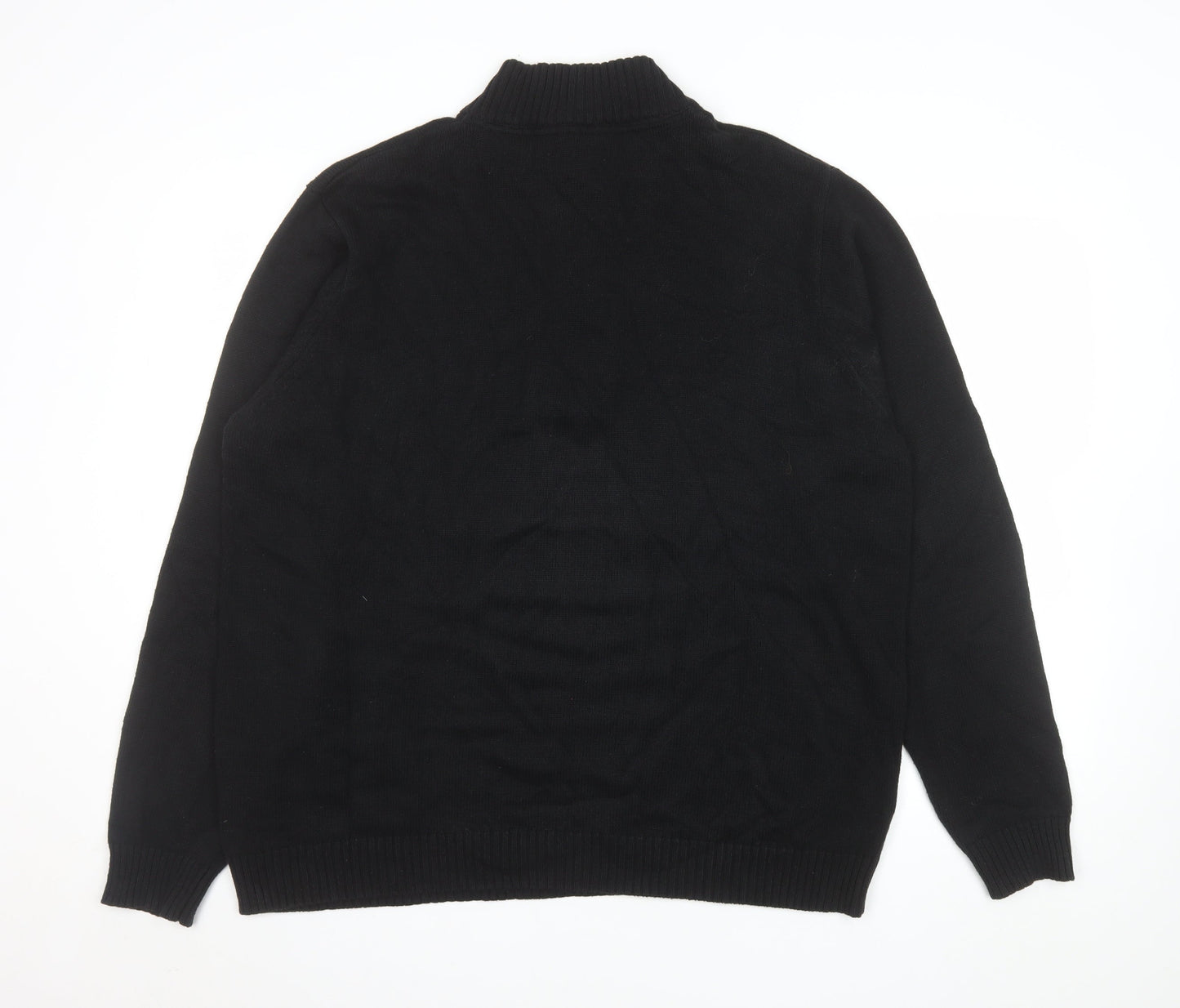 Cotton Traders Men’s Black 2XL Half Zip Knit Cotton Sweatshirt