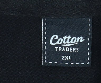 Cotton Traders Men’s Black 2XL Half Zip Knit Cotton Sweatshirt