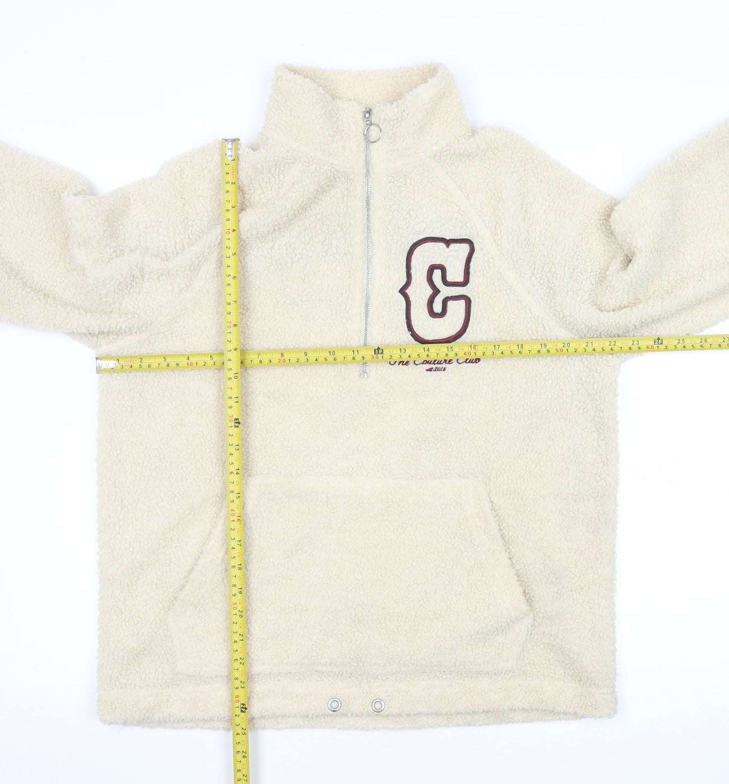 The Couture Club Men’s Beige Fleece 1/4 Zip Jacket Size S