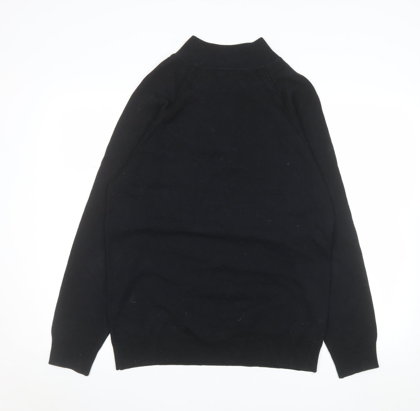 Tu Mens Black Striped 1/4 Zip Knit Jumper M