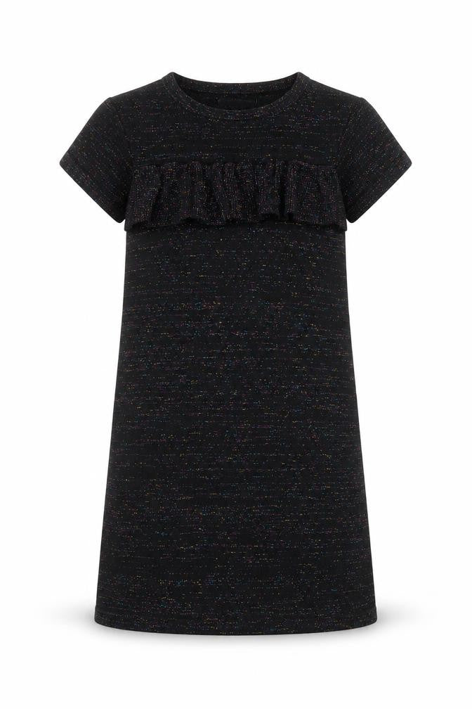 Bluezoo Girls Black Glitter Shift Party Dress 5-6 Years Short Sleeve
