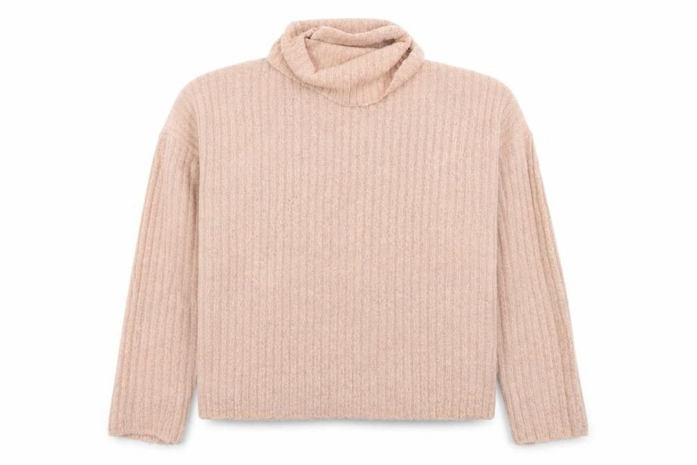 Brave Soul Womens Beige Roll Neck Ribbed Knit Jumper Size M