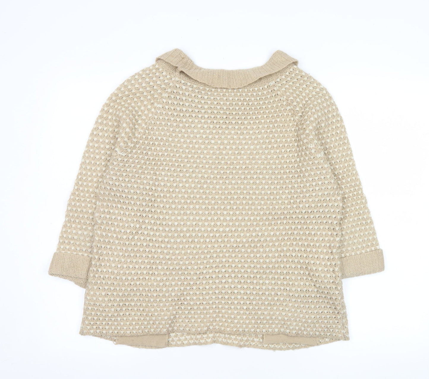 Marks and Spencer Women Beige Waffle Knit Pullover Jumper Size 12