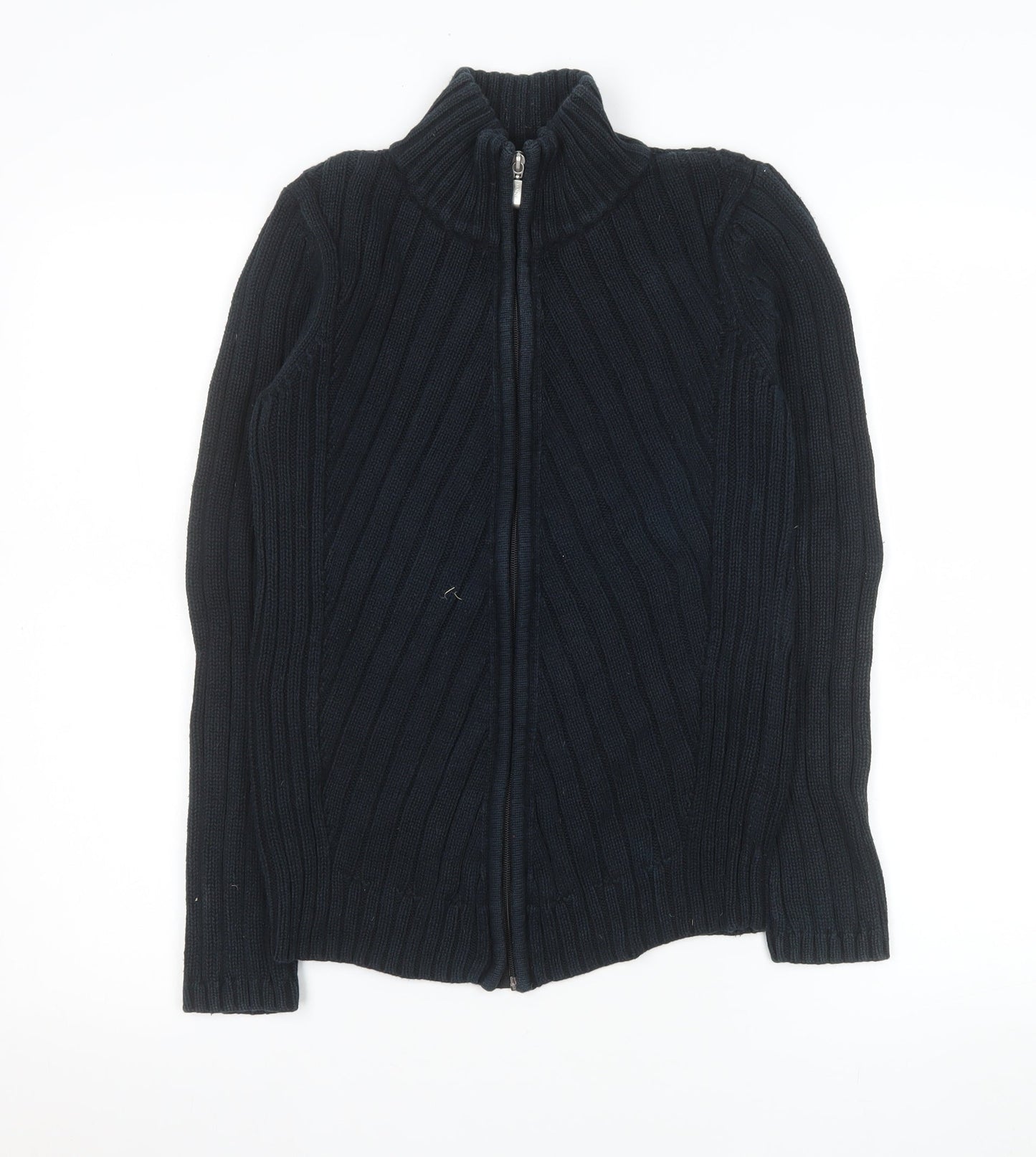 Debenhams Womens Black Cotton Full Zip Knit Jacket Size 10