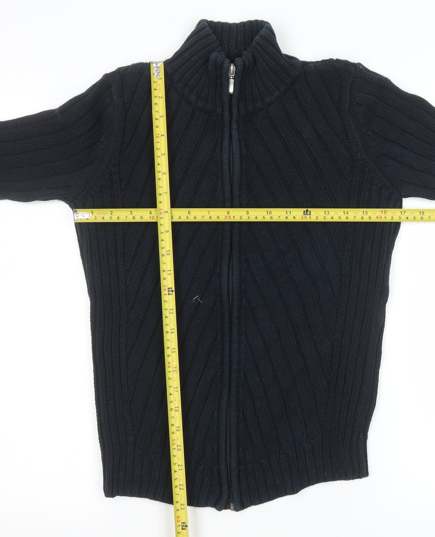 Debenhams Womens Black Cotton Full Zip Knit Jacket Size 10