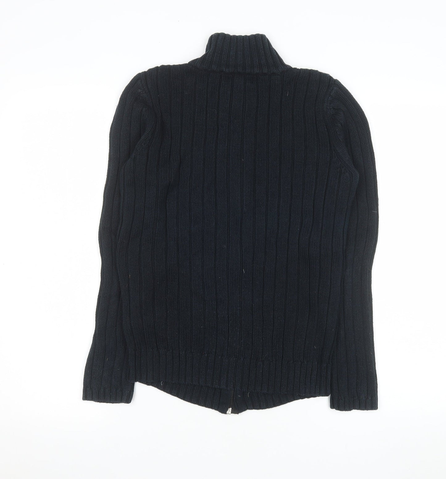 Debenhams Womens Black Cotton Full Zip Knit Jacket Size 10
