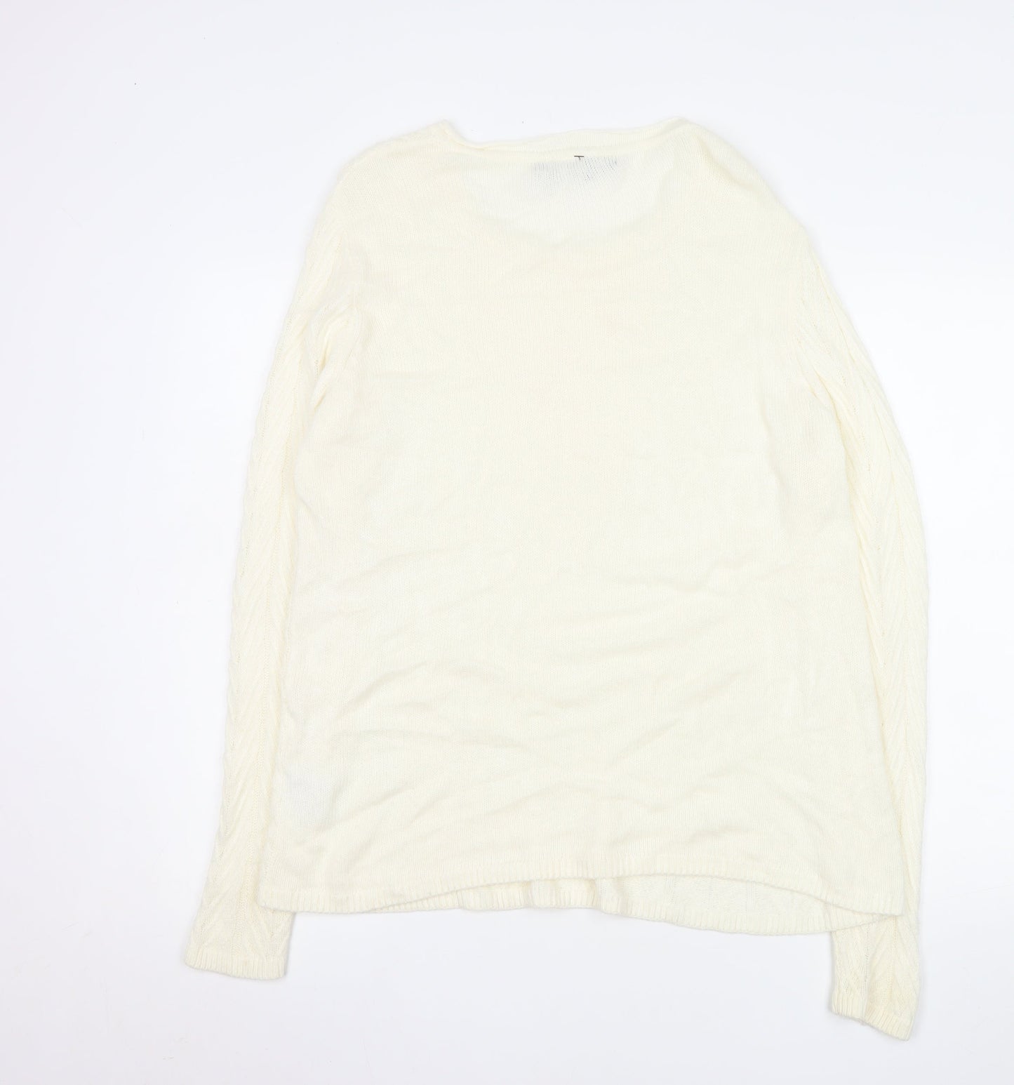 Isle Essentials Women Ivory Cable-Knit Pullover Jumper Size M 14-16 Acrylic