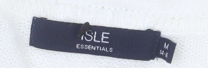 Isle Essentials Women Ivory Cable-Knit Pullover Jumper Size M 14-16 Acrylic