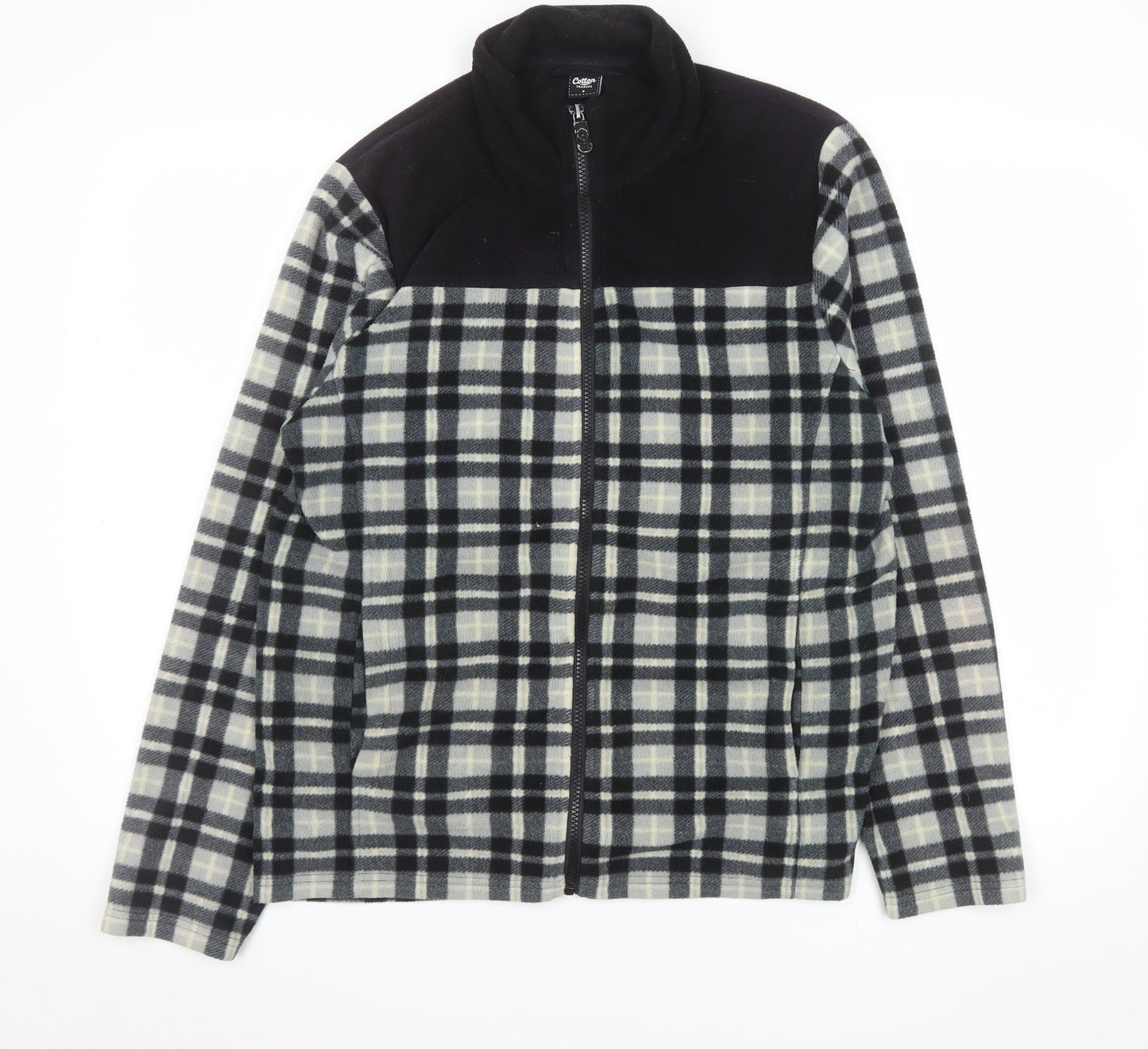 Cotton Traders Men's Black Checked Fleece Jacket Size S
