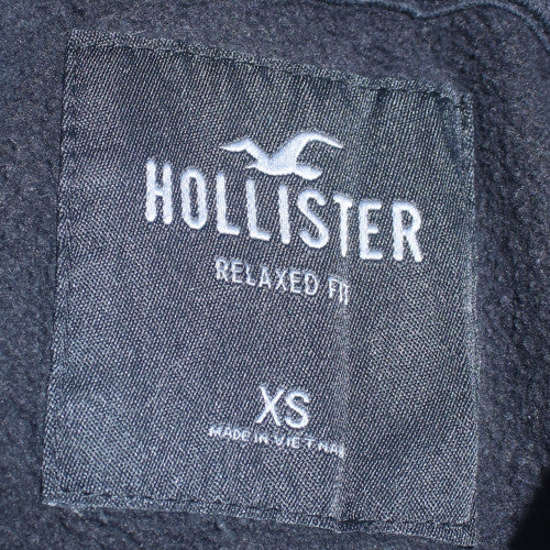 Hollister Mens Black XS Relaxed Fit Pullover Hoodie