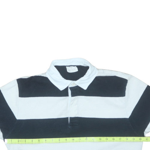 Marks and Spencer Men’s Black White Striped Cotton Polo M