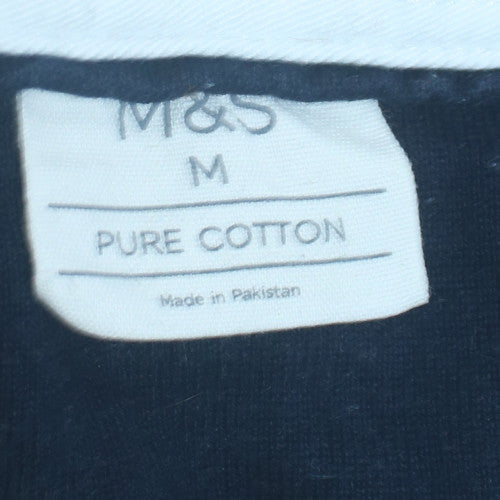 Marks and Spencer Men’s Black White Striped Cotton Polo M