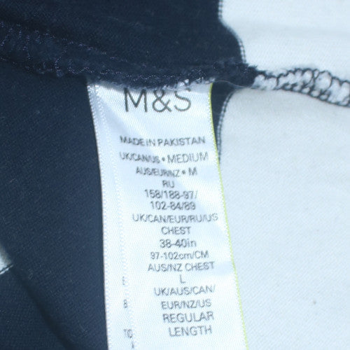 Marks and Spencer Men’s Black White Striped Cotton Polo M
