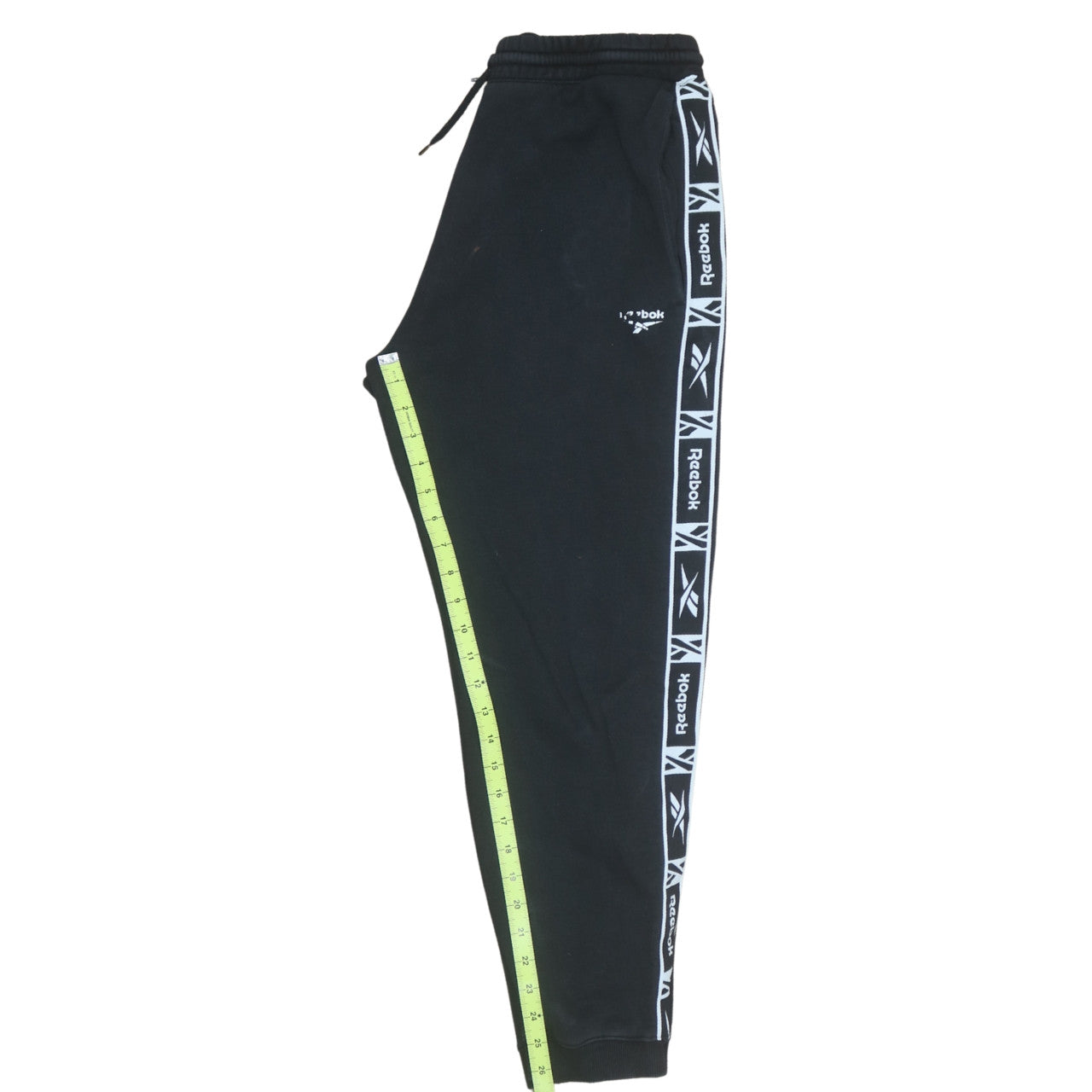 Reebok Men's Black Jogger Sweatpants Medium Logo Tapered Fit