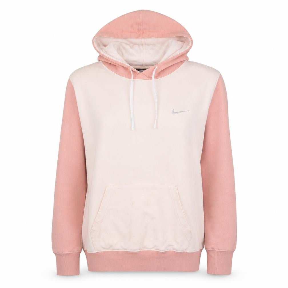 Nike Women's Pink Colourblock Pullover Hoodie Size S Cotton Blend