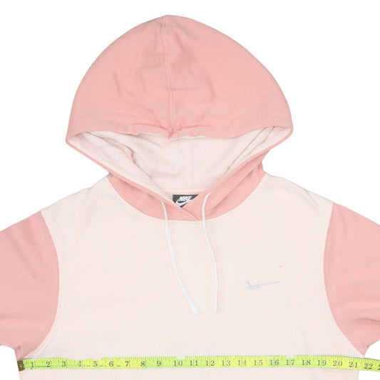 Nike Women's Pink Colourblock Pullover Hoodie Size S Cotton Blend