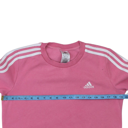 Adidas Womens Pink Pullover Sweatshirt Size 12-14 Classic Crew Neck