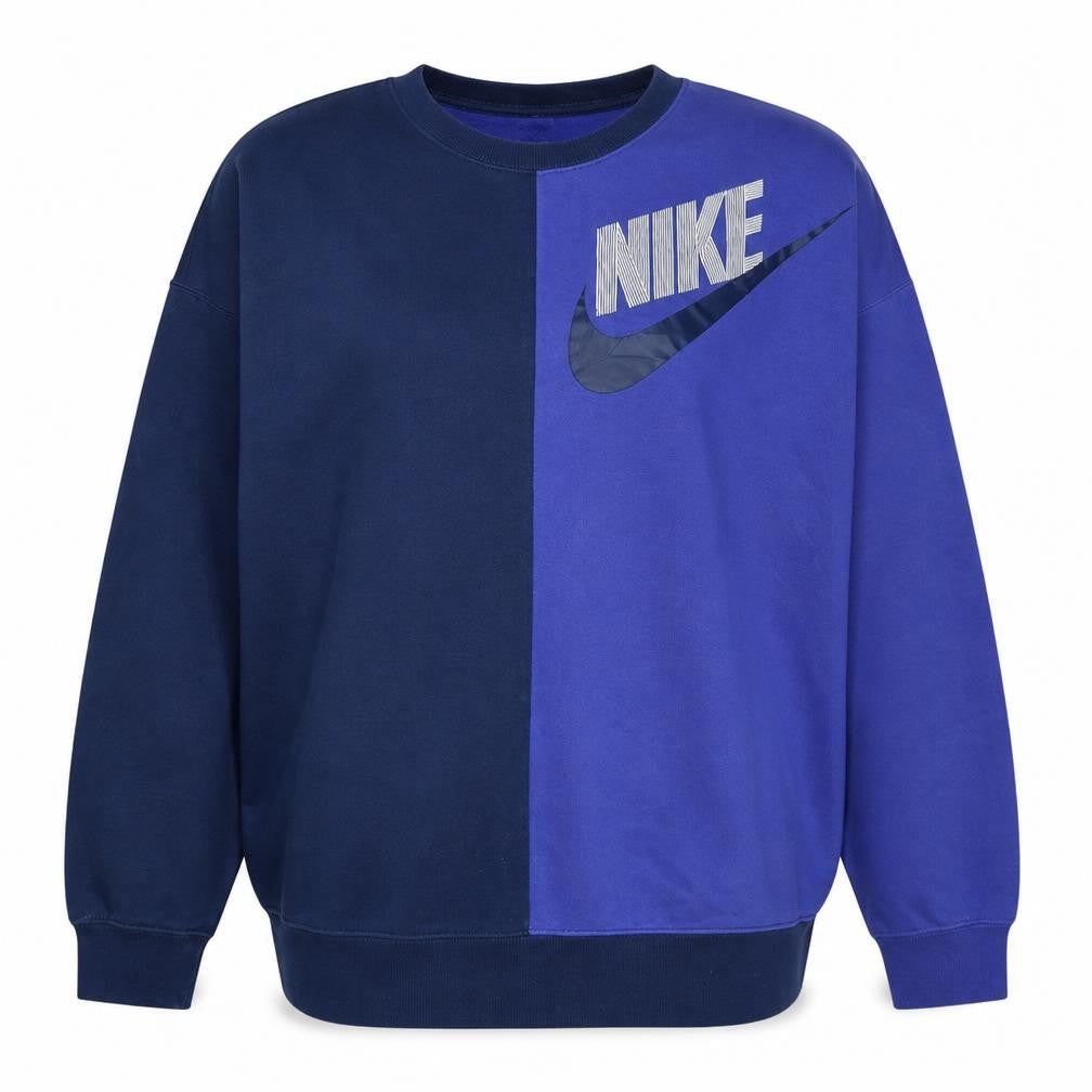 Nike Womens Blue Colourblock Crew Neck Sweatshirt Size L