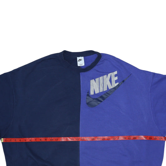 Nike Womens Blue Colourblock Crew Neck Sweatshirt Size L