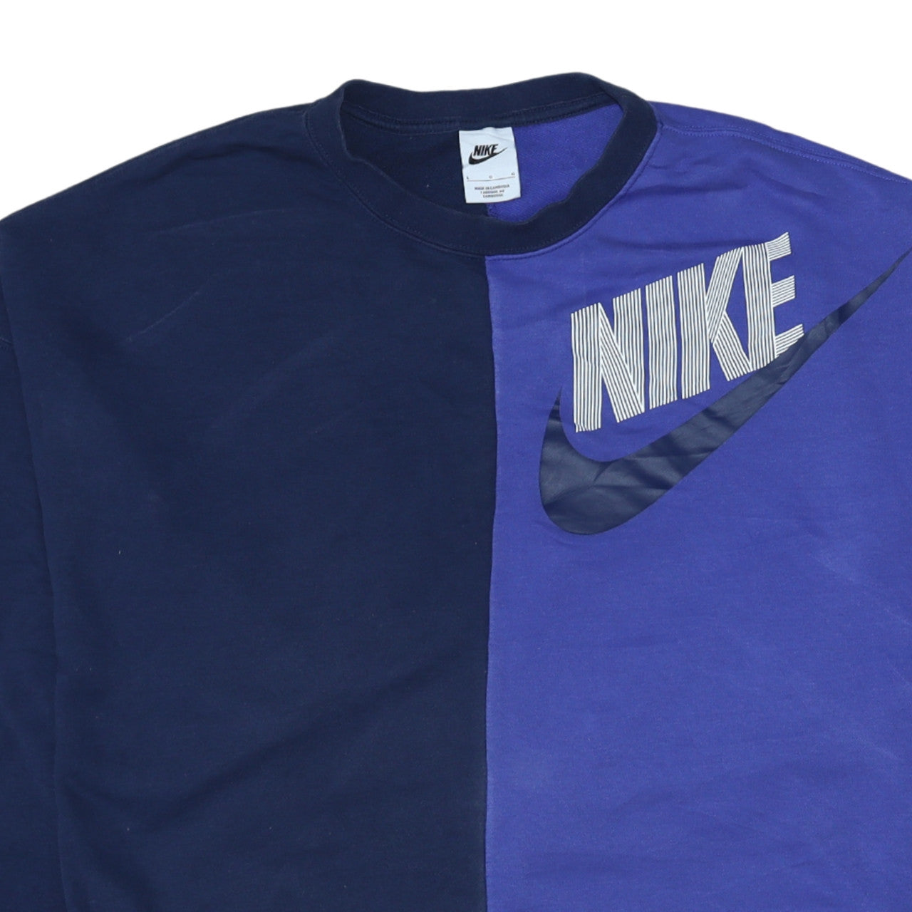 Nike Womens Blue Colourblock Crew Neck Sweatshirt Size L