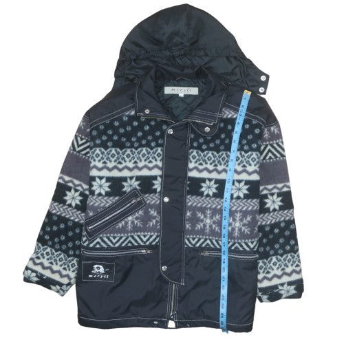 Meryll Jeans Men's Blue Fair Isle Hooded Parka Jacket Size 38