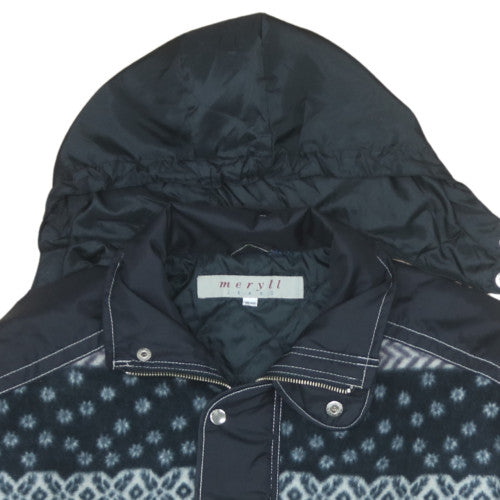 Meryll Jeans Men's Blue Fair Isle Hooded Parka Jacket Size 38