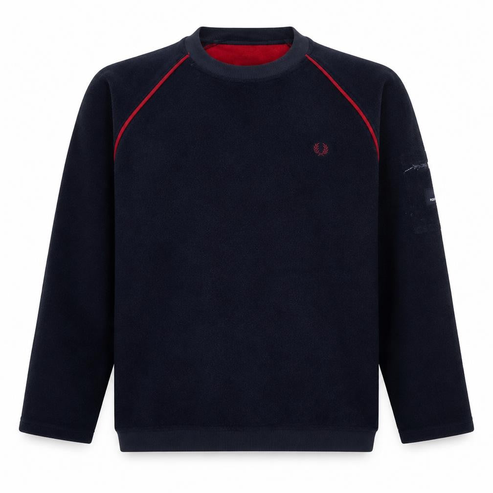 Fred Perry Men's Navy Blue Fleece Sweatshirt XL Crew Neck Pullover