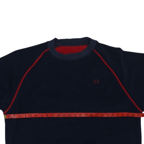 Fred Perry Men's Navy Blue Fleece Sweatshirt XL Crew Neck Pullover