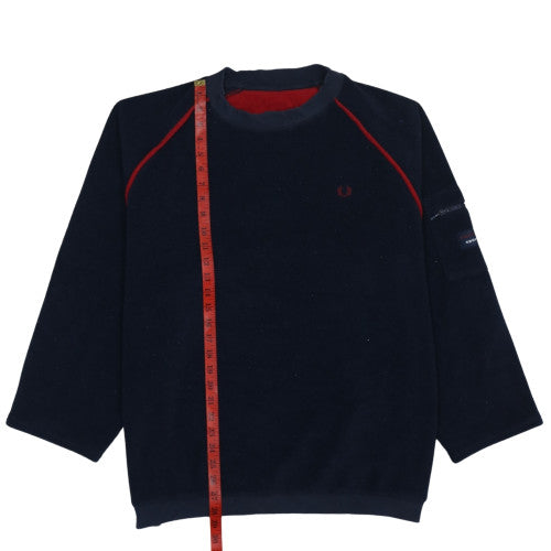 Fred Perry Men's Navy Blue Fleece Sweatshirt XL Crew Neck Pullover
