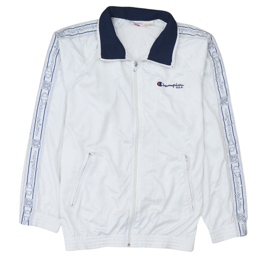 Champion Men's White Full Zip Retro Sports Sweatshirt S