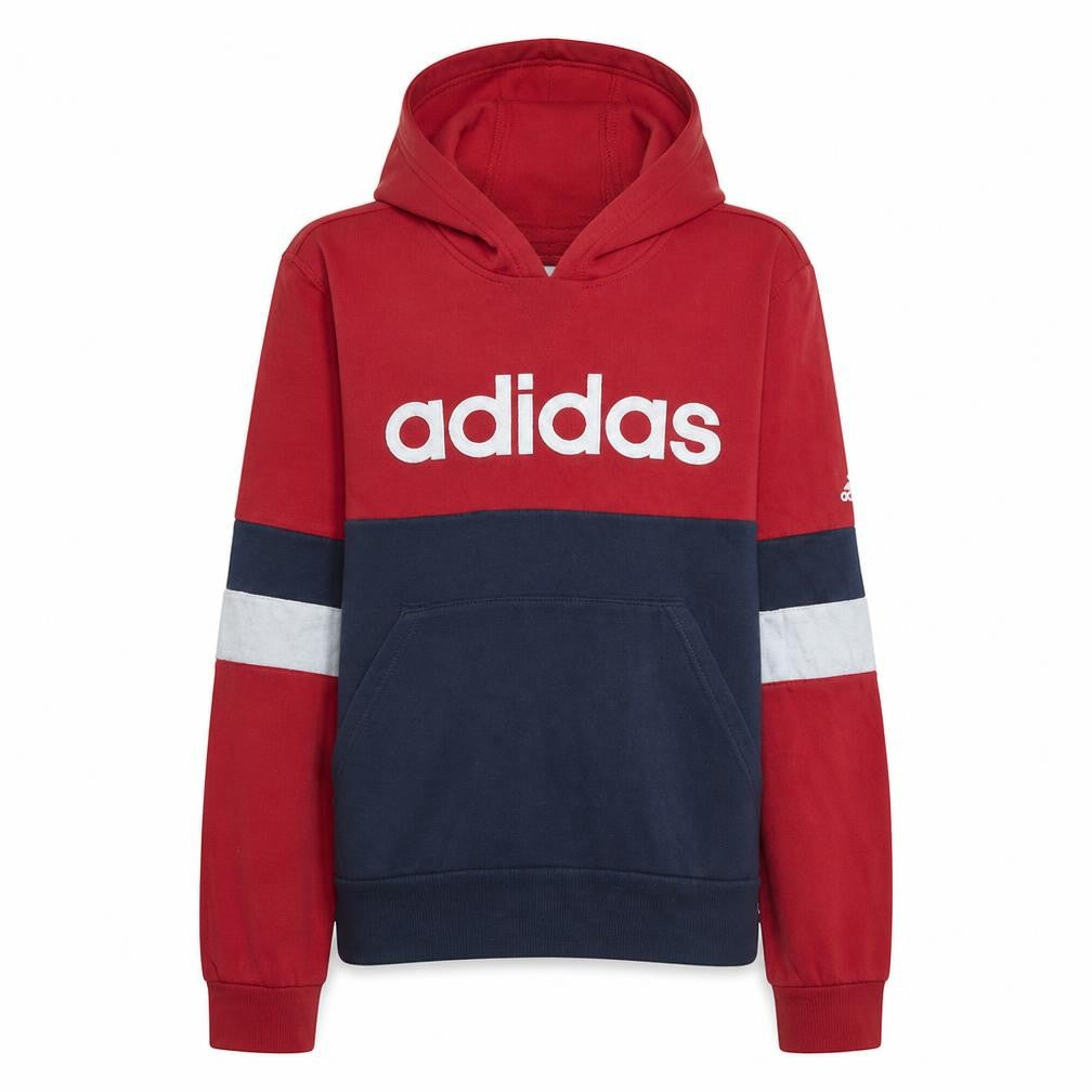 Adidas Boys Red & Navy Colourblock Pullover Hoodie Size 13-14 Years