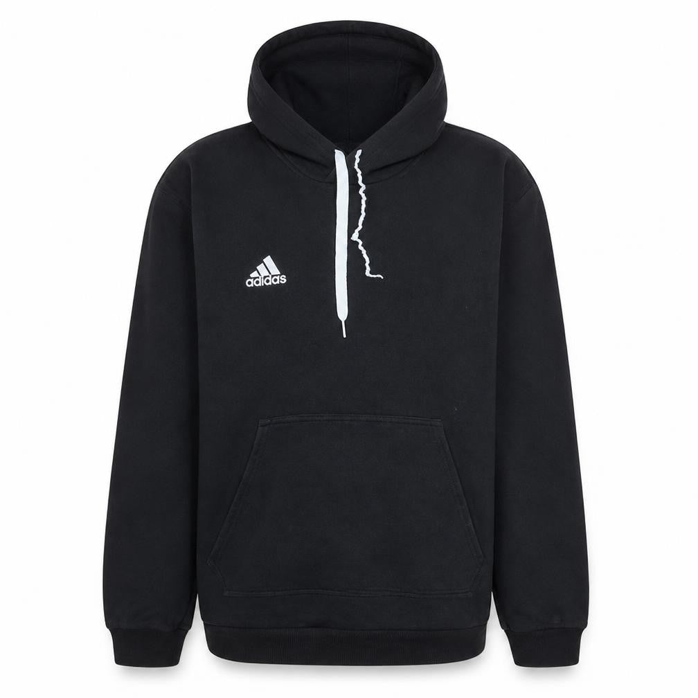 Adidas Men Black Pullover Hoodie L Fleece Logo Sportswear