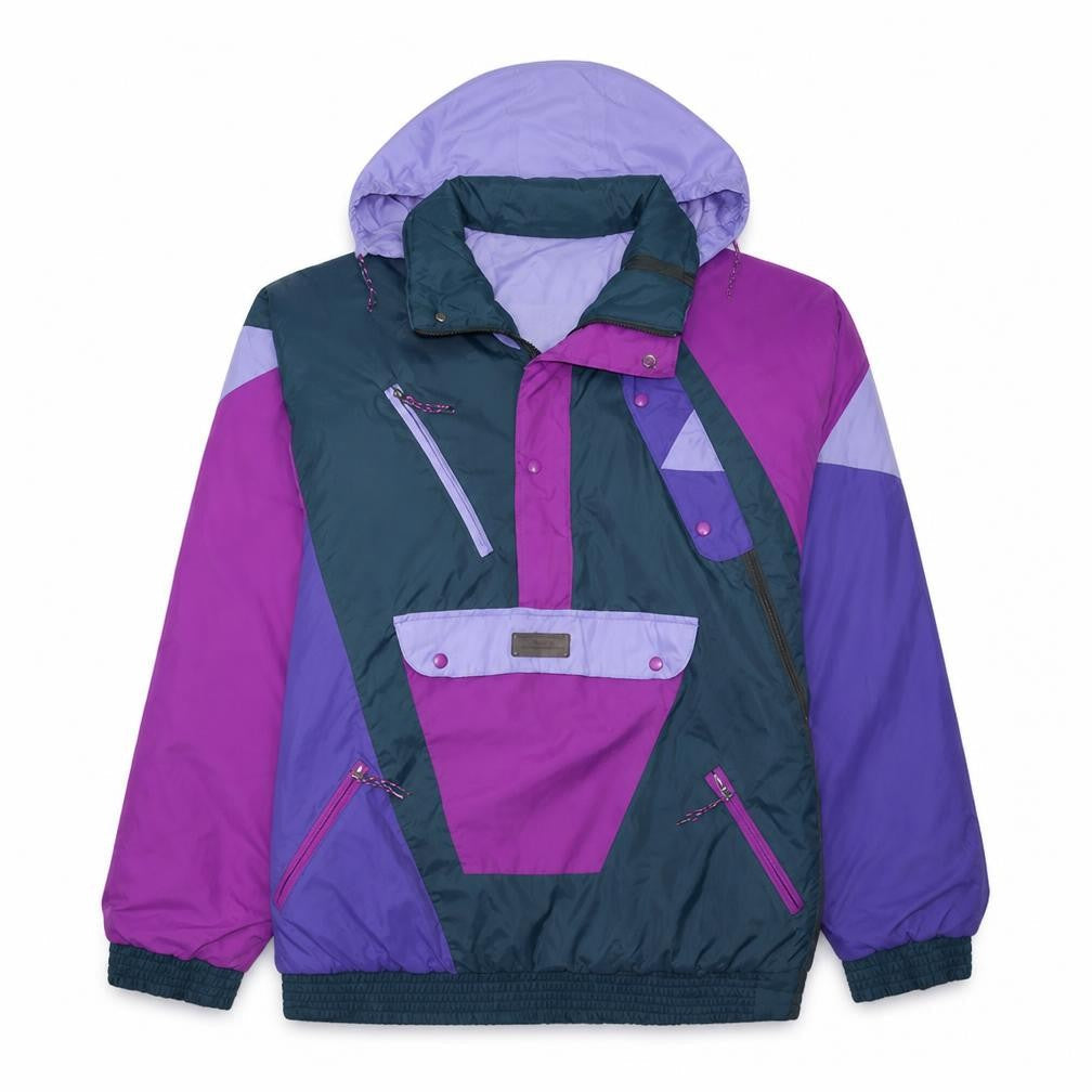 Tigara Men's Multicoloured 54 Hooded Anorak Jacket Windproof Retro Style