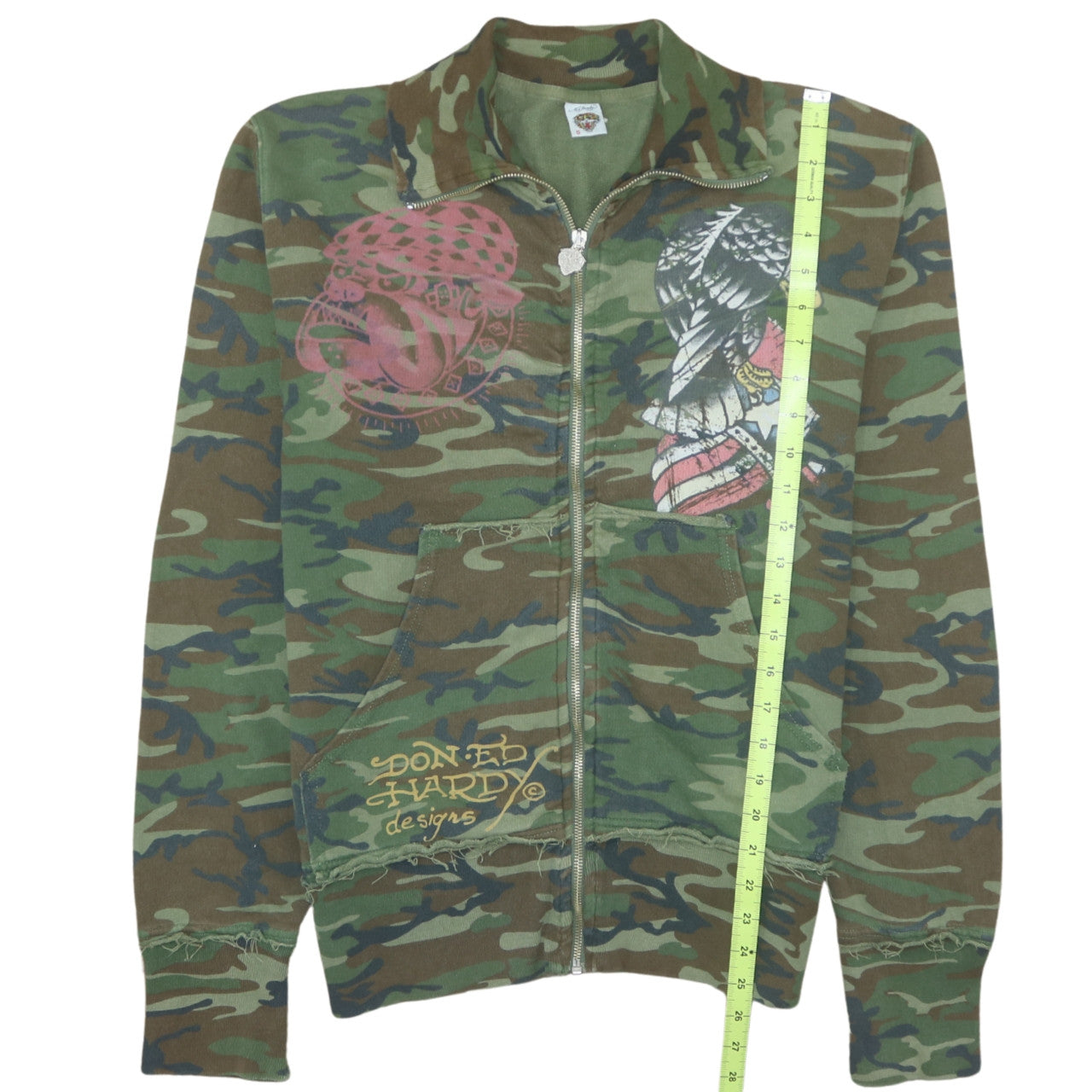 Ed Hardy Men's Green Camouflage Full Zip Sweatshirt Size S