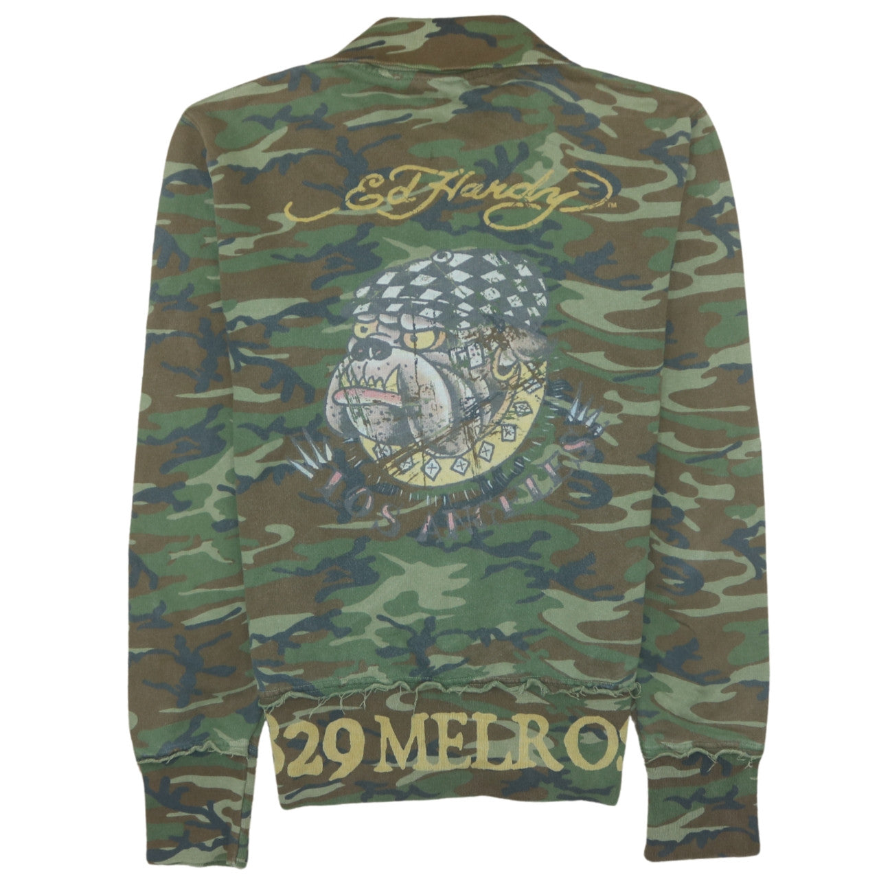 Ed Hardy Men's Green Camouflage Full Zip Sweatshirt Size S