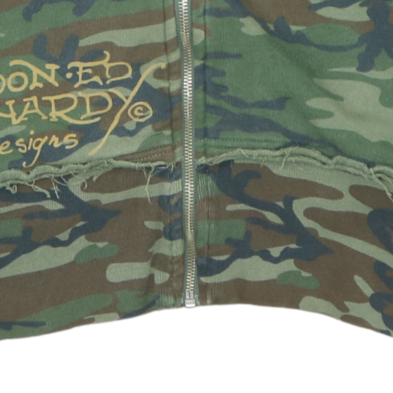 Ed Hardy Men's Green Camouflage Full Zip Sweatshirt Size S