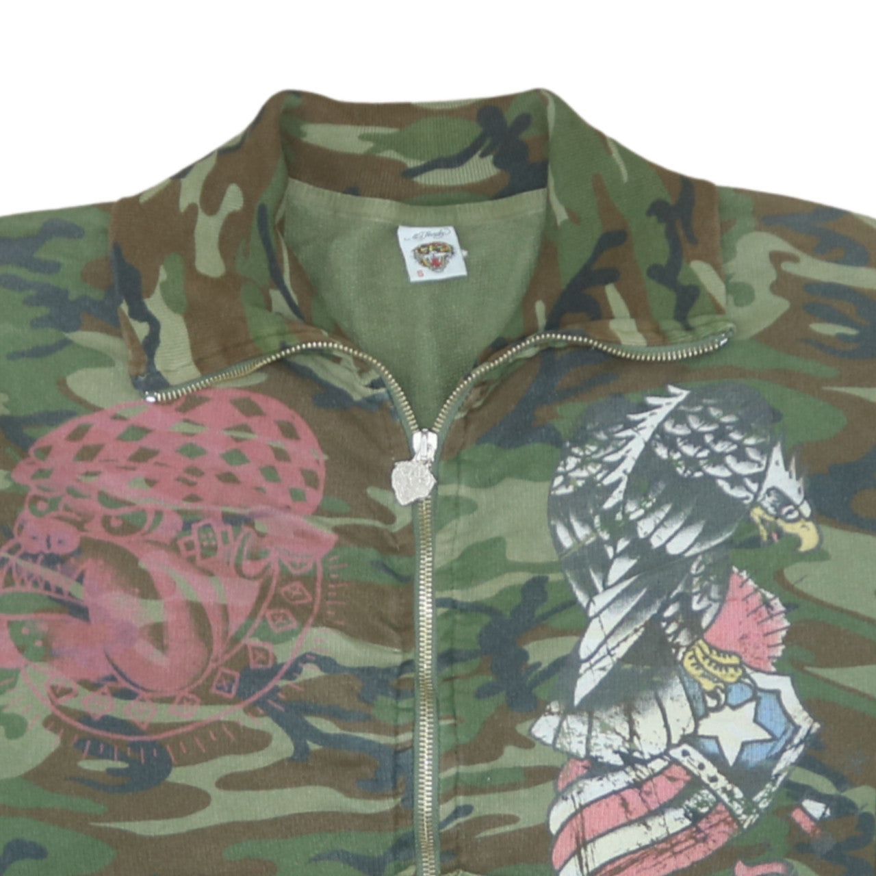 Ed Hardy Men's Green Camouflage Full Zip Sweatshirt Size S