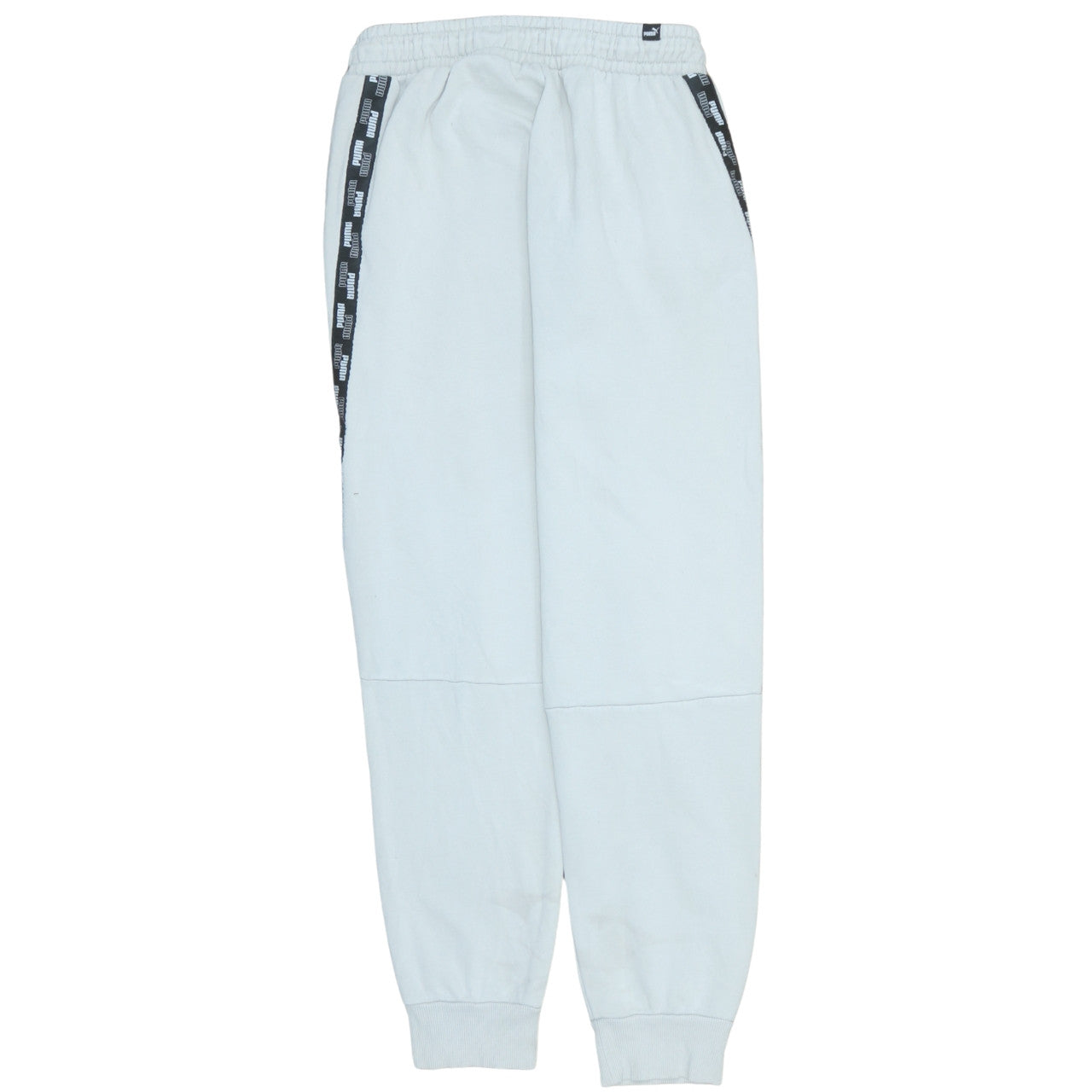 Puma Men's White Jogger Sweatpants M Logo Tape Regular Fit